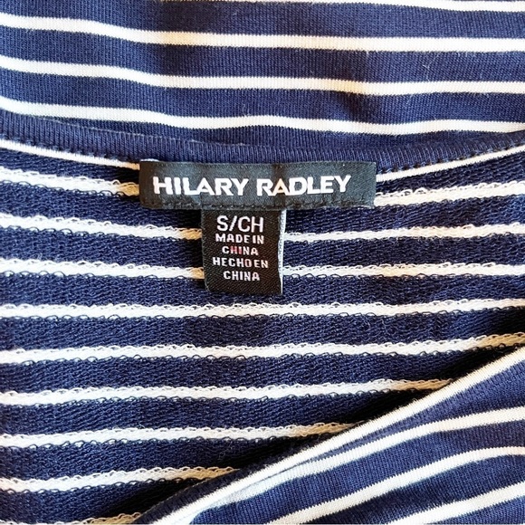 HILARY RADLEY Striped Drawstring Waist Dress Size Small in Navy and White Stripe - Picture 15 of 16